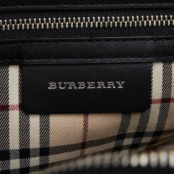 バーバリー ノバチェック ハンドバッグ ブラック レザー レディース BURBERRY 【中古】