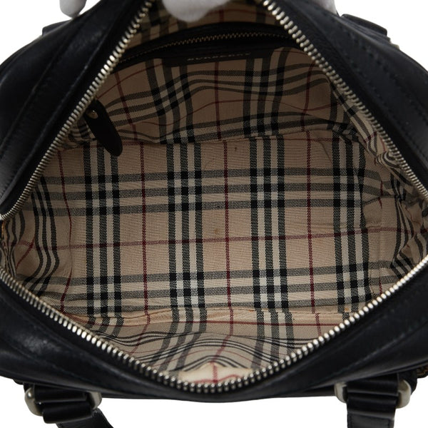 バーバリー ノバチェック ハンドバッグ ブラック レザー レディース BURBERRY 【中古】