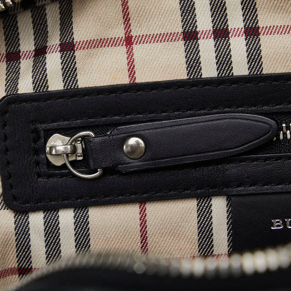 バーバリー ノバチェック ハンドバッグ ブラック レザー レディース BURBERRY 【中古】