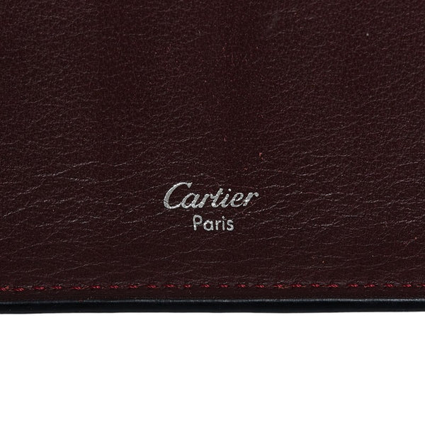 カルティエ マストライン 長財布 ブラック ワインレッド レザー メンズ CARTIER 【中古】