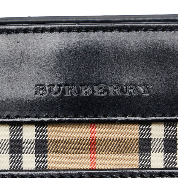 バーバリー ノバチェック シャドーホース ハンドバッグ トートバッグ ブラック レザー レディース BURBERRY 【中古】