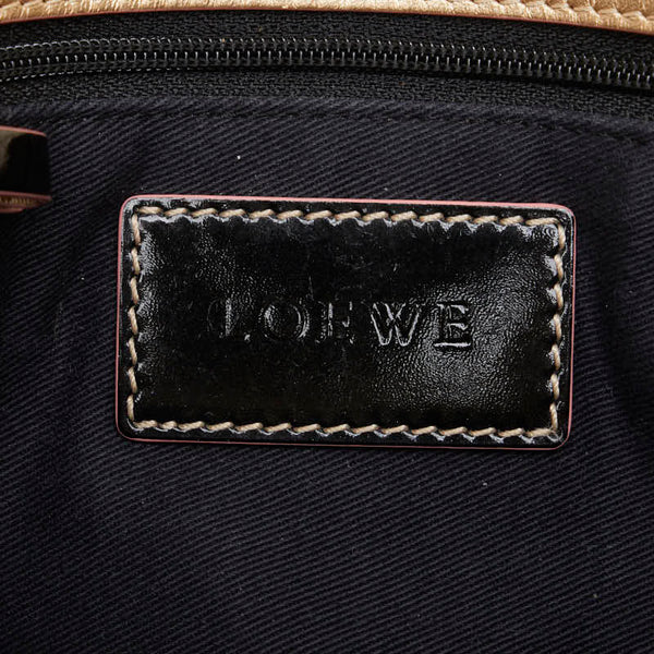 ロエベ アナグラム リボン 斜め掛け ショルダーバッグ ワインレッド ブラック PVC エナメル レディース LOEWE 【中古】