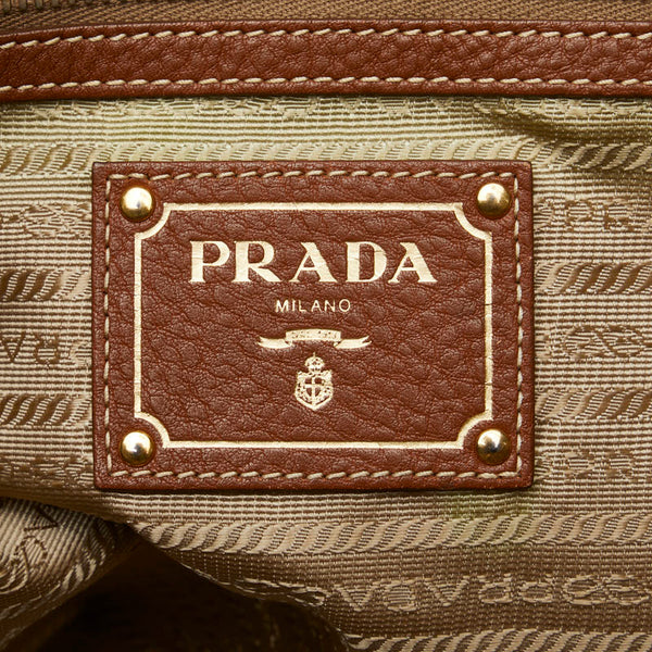 プラダ ロゴジャガード ハンドバッグ ショルダーバッグ 2WAY ブラウン キャンバス レザー レディース PRADA 【中古】