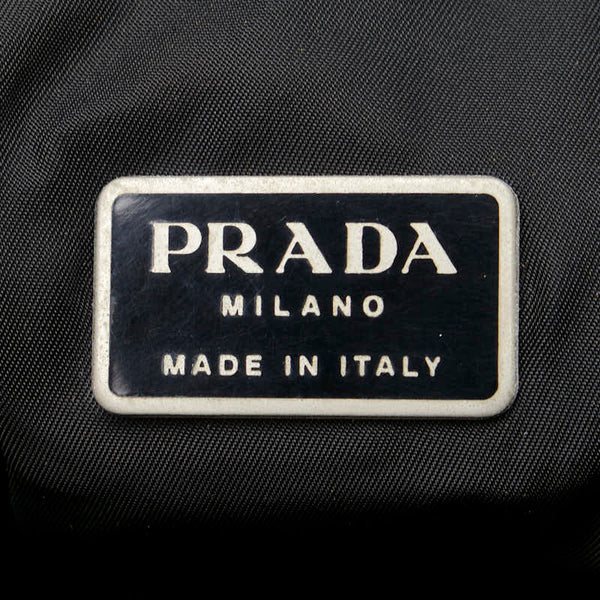 プラダ 三角ロゴプレート テスート ショルダーバッグ ブラック ナイロン レディース PRADA 【中古】