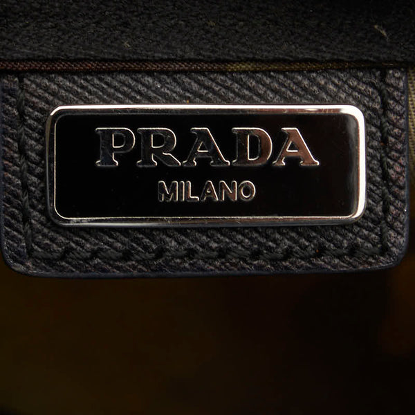 プラダ 三角ロゴプレート カモフラージュ 迷彩 ポーチ カーキ マルチカラー ナイロン レディース PRADA 【中古】