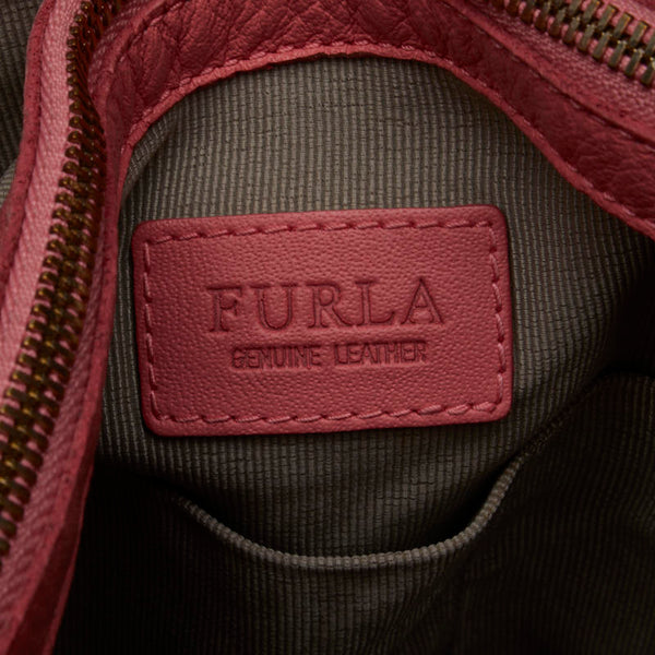 フルラ ロゴ ゴールド金具 トートバッグ ショルダーバッグ ピンク レザー レディース Furla 【中古】