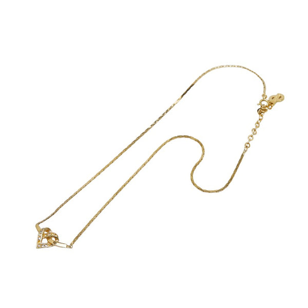 ディオール ハード ロゴ ラインストーン ネックレス ゴールド メッキ レディース Dior 【中古】