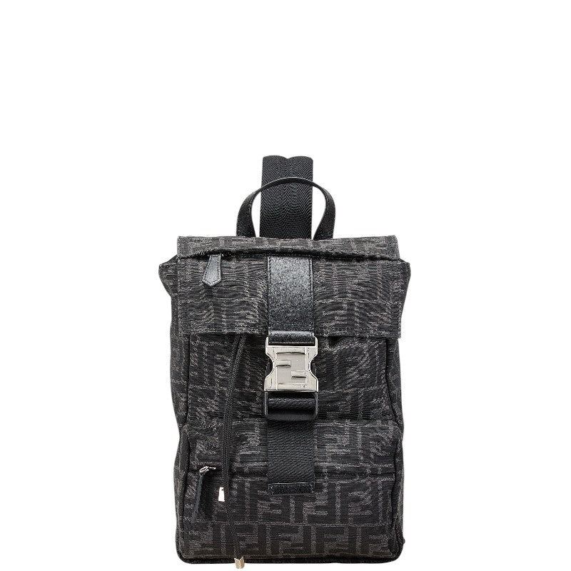 フェンディ ズッカ フェンディネス スモール ボディバッグ ショルダーバッグ 7VZ067 ブラック キャンバス レザー メンズ FENDI 【中古】