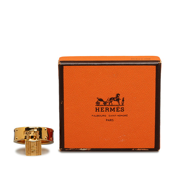 エルメス カデナ スカーフリング ゴールド レッド メッキ レザー レディース HERMES 【中古】