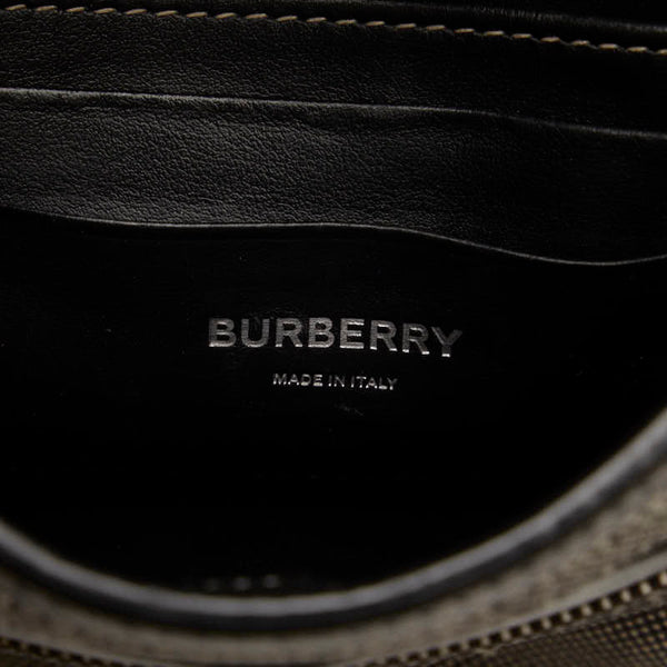 バーバリー ミニホスペリークロスバッグ ホースフェリー ショルダー 8050842 グレー ブラック キャンバス レザー レディース BURBERRY 【中古】