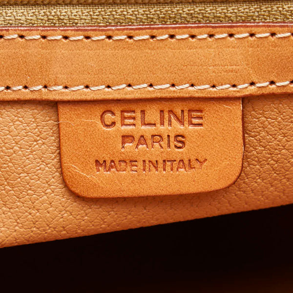 セリーヌ マカダム ハンドバッグ ベージュ ブラウン PVC レザー レディース CELINE 【中古】