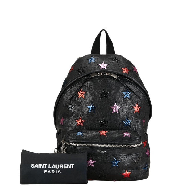 サンローラン シティ カリフォルニア リュック バックパック 454319 ブラック マルチカラー レザー レディース SAINT LAURENT 【中古】