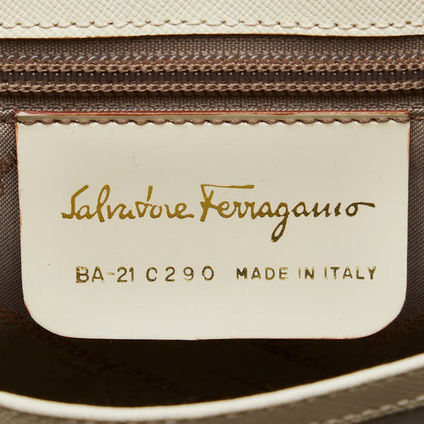 サルヴァトーレフェラガモ ガンチーニ ハンドバッグ ショルダーバッグ 2WAY ホワイト レザー レディース Salvatore Ferragamo 【中古】