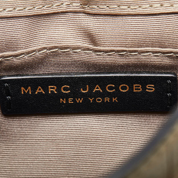 マークジェイコブス クロコ型押し スタッズ チェーン 斜め掛け ショルダーバッグ カーキ カウレザー レディース MARC JACOBS 【中古】