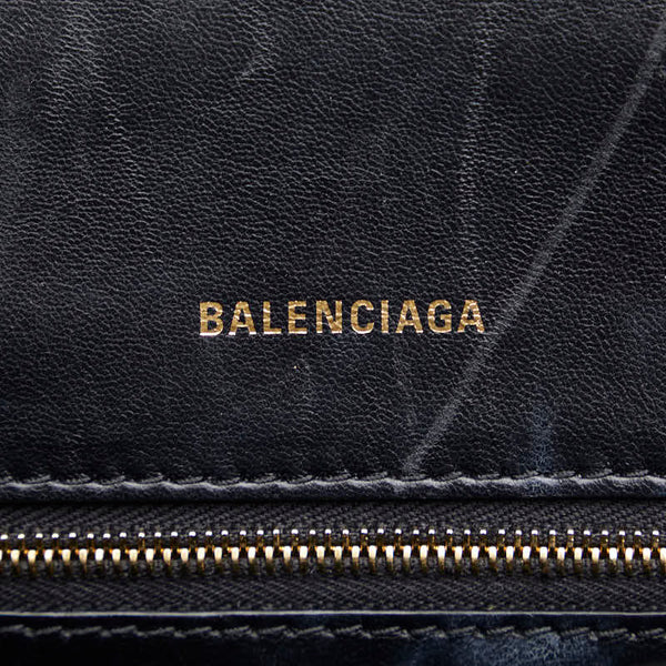 バレンシアガ アワーグラススモール ハンドバッグ ショルダーバッグ 2WAY 593546 ブラック ゴールド レザー レディース BALENCIAGA 【中古】