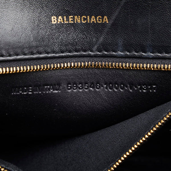 バレンシアガ アワーグラススモール ハンドバッグ ショルダーバッグ 2WAY 593546 ブラック ゴールド レザー レディース BALENCIAGA 【中古】