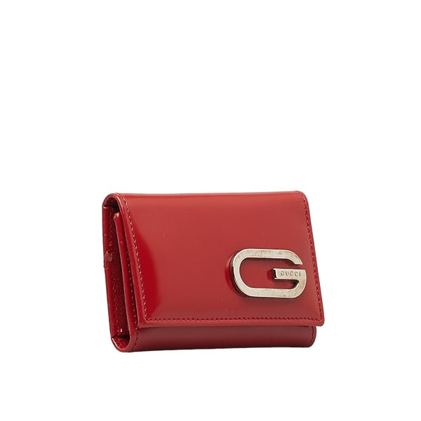 グッチ Gロゴ キーケース レッド シルバー レザー レディース GUCCI 【中古】