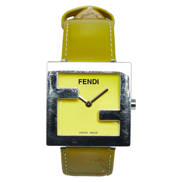 フェンディ FFロゴ 腕時計 012-4000L-024 クオーツ イエロー文字盤 ステンレススチール エナメル レディース FENDI 【中古】