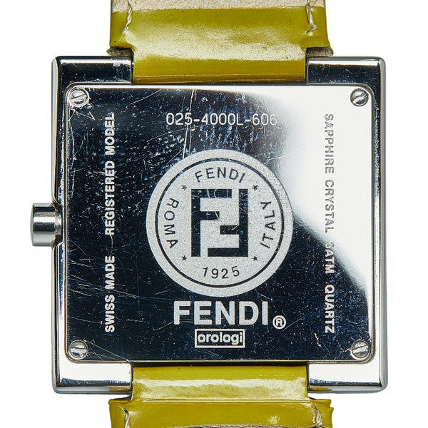 フェンディ FFロゴ 腕時計 012-4000L-024 クオーツ イエロー文字盤 ステンレススチール エナメル レディース FENDI 【中古】