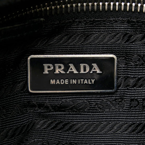 プラダ 三角ロゴプレート ワンショルダーバッグ ブラック ナイロン レザー レディース PRADA 【中古】