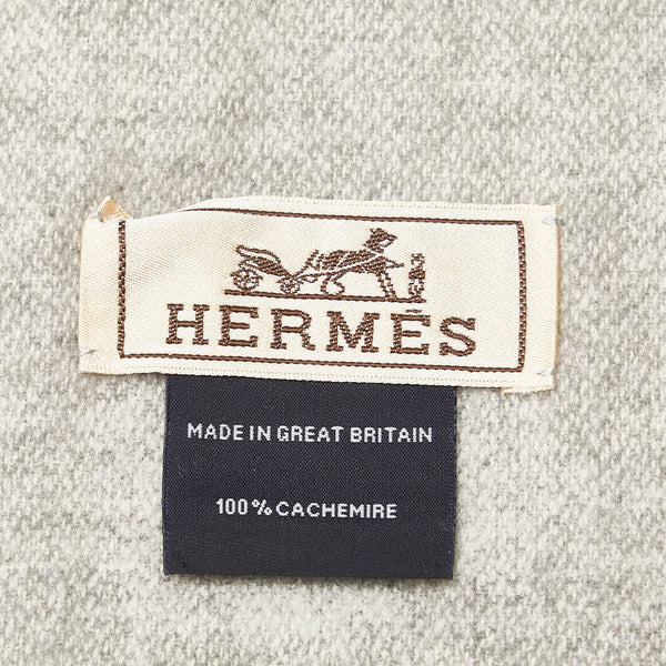 エルメス ギャロップのピルエット 馬 ホース 23SS マフラー グレー カシミヤ レディース HERMES 【中古】