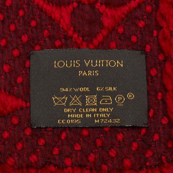 ルイ ヴィトン モノグラム エシャルプ ロゴマニア マフラー M72432 レッド ウール シルク レディース LOUIS VUITTON 【中古】