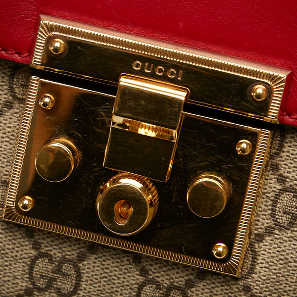 グッチ GGスプリーム チェーン ショルダーバッグ 409486 ベージュ レッド ピンク PVC レザー レディース GUCCI 【中古】