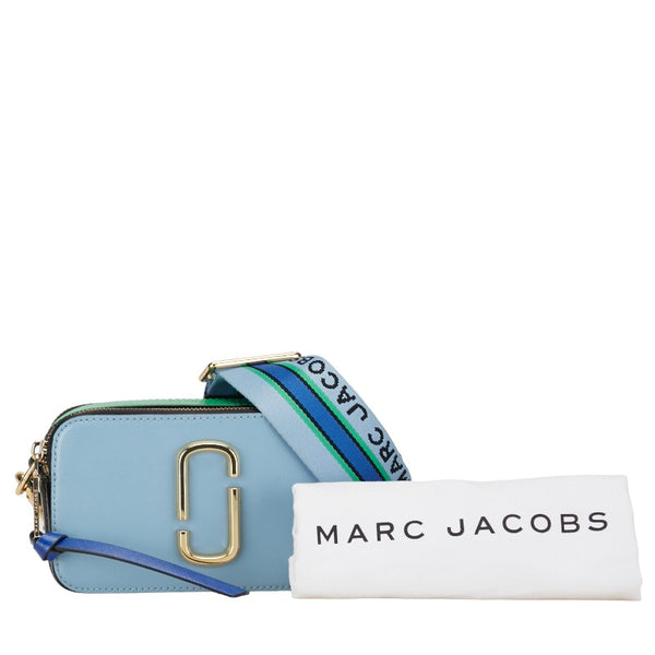 マークジェイコブス スナップショット ゴールド金具 斜め掛け ショルダーバッグ ブルー グリーン レザー レディース MARC JACOBS 【中古】