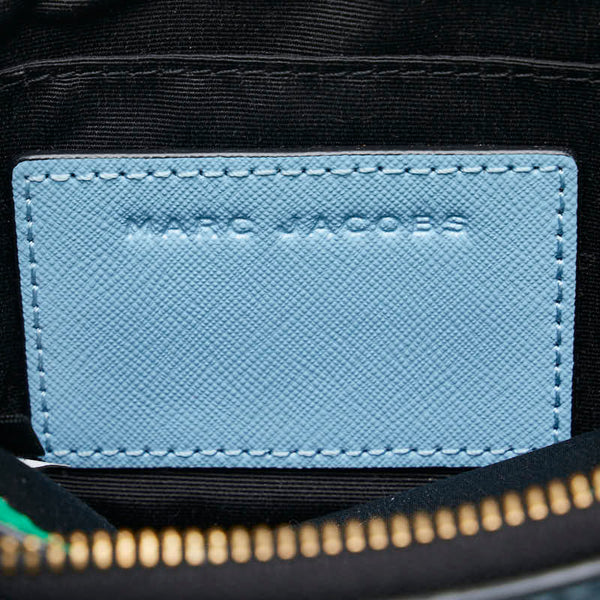 マークジェイコブス スナップショット ゴールド金具 斜め掛け ショルダーバッグ ブルー グリーン レザー レディース MARC JACOBS 【中古】