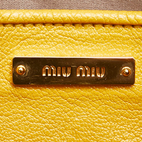 ミュウ ミュウ ロゴ ショルダーバッグ グレーイエロー レザー レディース Miu Miu 【中古】