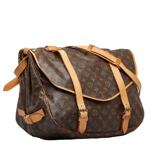 ルイ ヴィトン モノグラム ソミュール43 斜め掛け ショルダーバッグ M42252 ブラウン PVC レザー レディース LOUIS VUITTON 【中古】