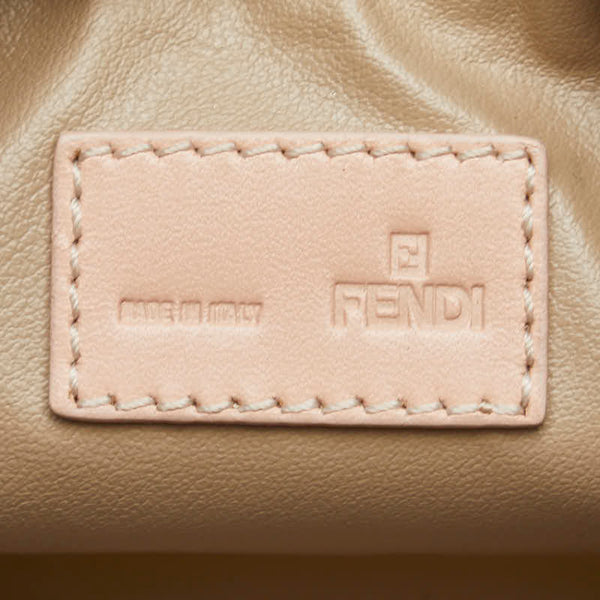 フェンディ ズッキーノ ポーチ 7N0037 ベージュ ピンク キャンバス レザー レディース FENDI 【中古】