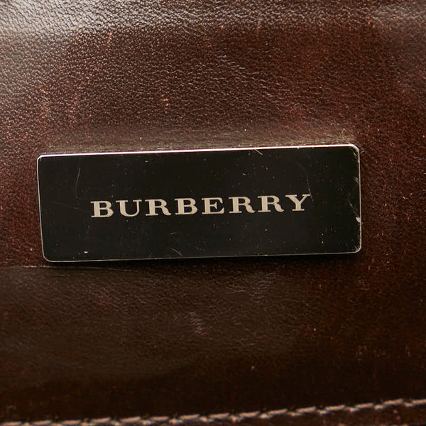 バーバリー ノバチェック ハンドバッグ トートバッグ ベージュ ブラウン キャンバス レザー レディース BURBERRY 【中古】