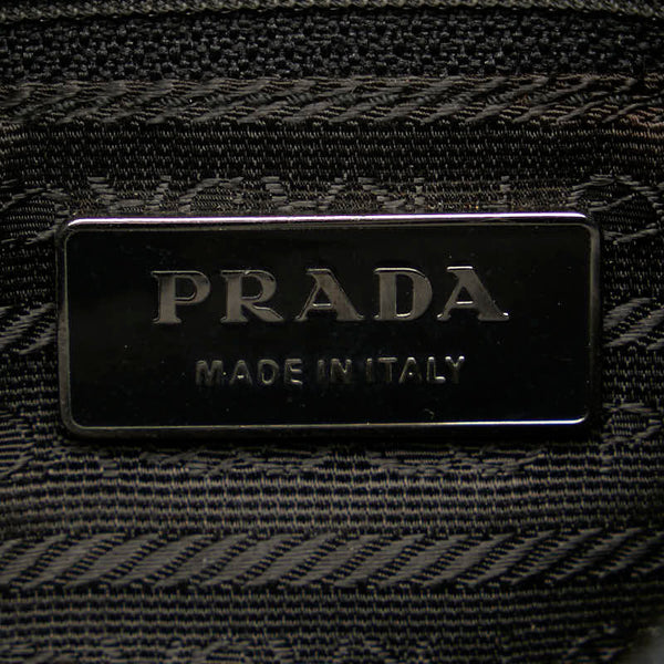 プラダ 三角ロゴプレート テスート 斜め掛け ショルダーバッグ ブラック ナイロン レザー レディース PRADA 【中古】