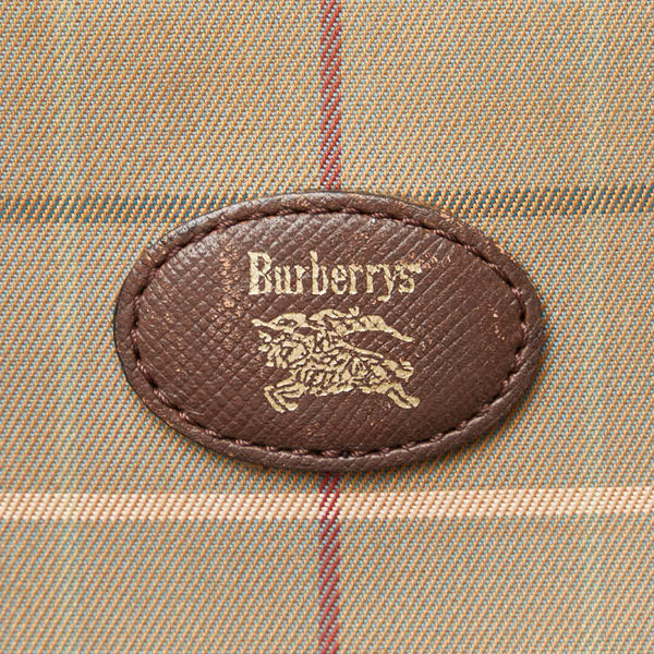 バーバリー チェック シャドーホース 斜め掛け ショルダーバッグ ベージュ ブラウン キャンバス レザー レディース BURBERRY 【中古】