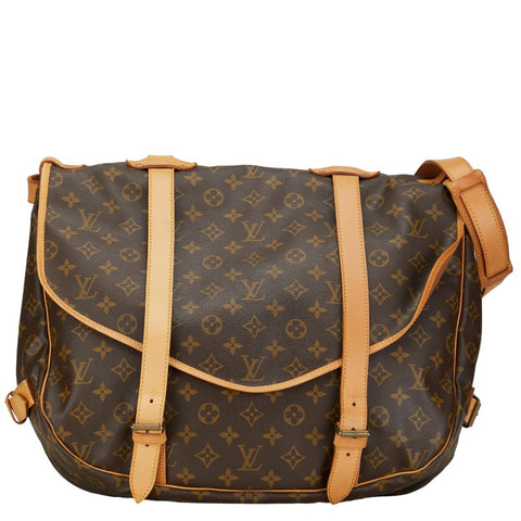 ルイ ヴィトン モノグラム ソミュール43 斜め掛け ショルダーバッグ M42252 ブラウン PVC レザー レディース LOUIS VUITTON 【中古】