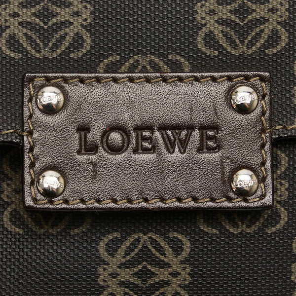 ロエベ アナグラム ミニ ショルダーバッグ ブラック ブラウン PVC レザー レディース LOEWE 【中古】