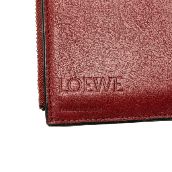 ロエベ アナグラム 二つ折り財布 コンパクトウォレット ブラック レザー レディース LOEWE 【中古】