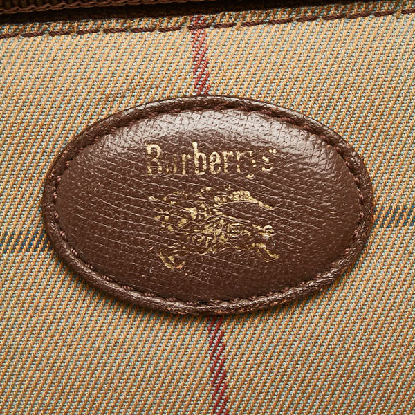 バーバリー チェック 斜め掛け ショルダーバッグ カーキ ブラウン キャンバス レザー レディース BURBERRY 【中古】