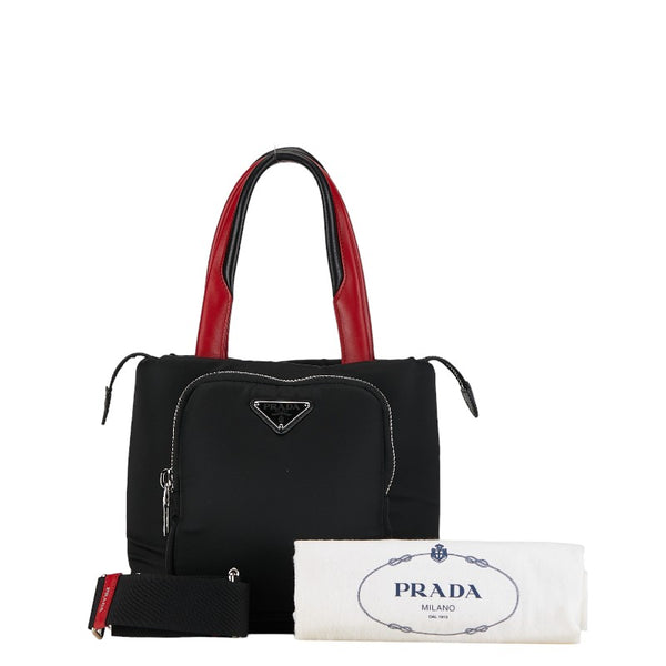 プラダ 三角ロゴプレート カーゴ スモール トートバッグ ショルダーバッグ 2WAY 1BG270 ブラック ナイロン レザー レディース PRADA 【中古】