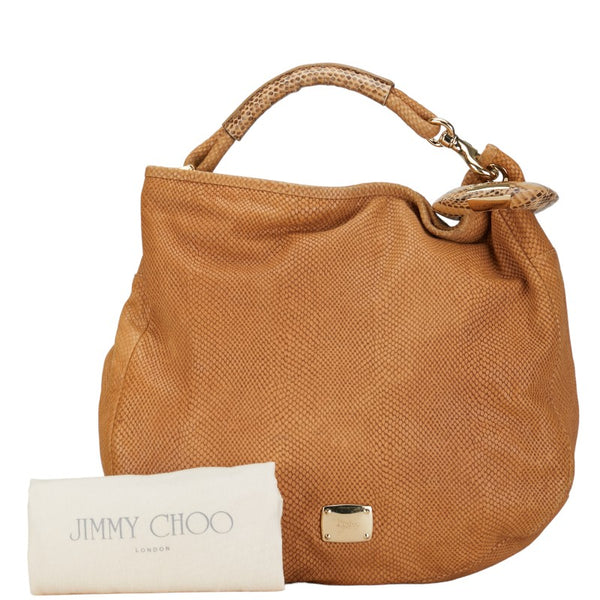 ジミーチュウ スカイ パイソン ワンショルダーバッグ ブラウン レザー レディース JIMMY CHOO 【中古】