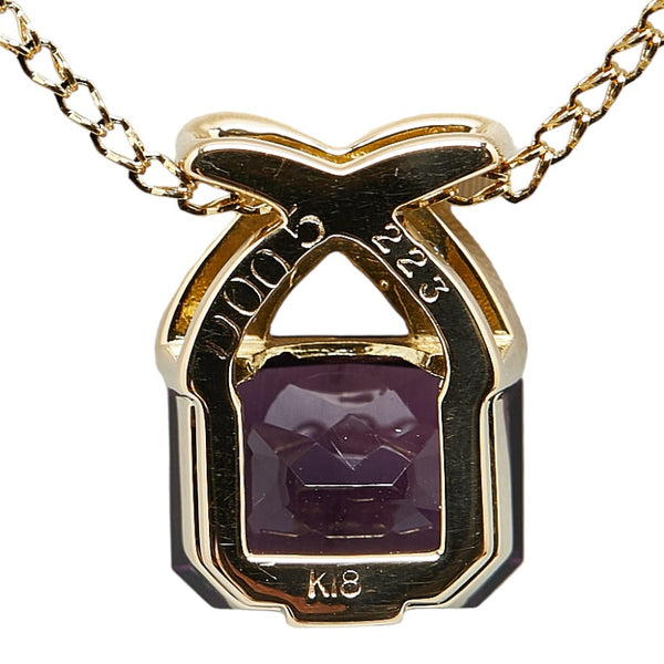 K18YG イエローゴールド アメシスト2.23ct ダイヤ0.05ct ネックレス レディース 【中古】