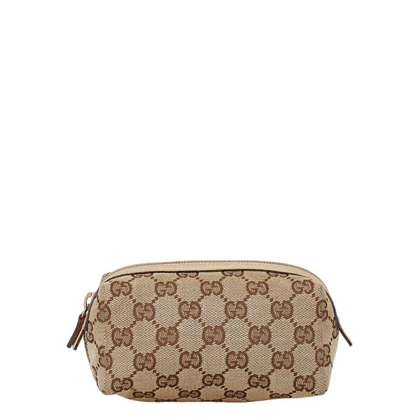 グッチ GGキャンバス ポーチ 29596 ベージュ キャンバス レザー レディース GUCCI 【中古】