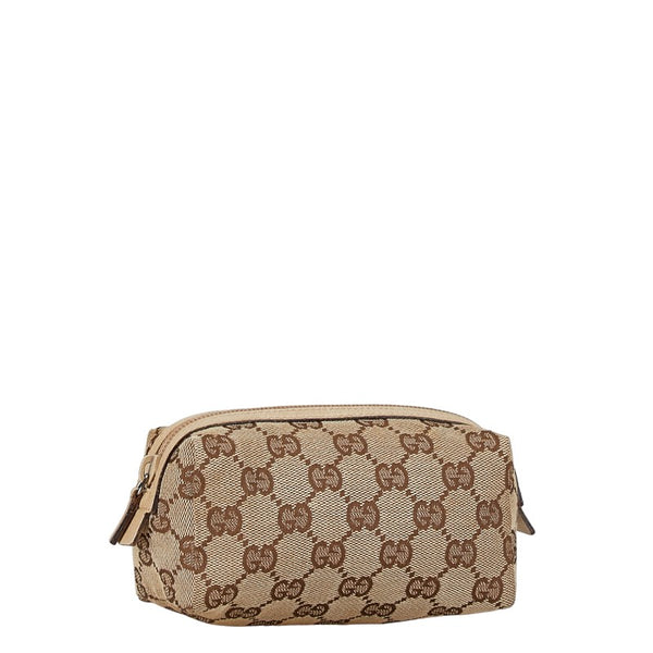 グッチ GGキャンバス ポーチ 29596 ベージュ キャンバス レザー レディース GUCCI 【中古】