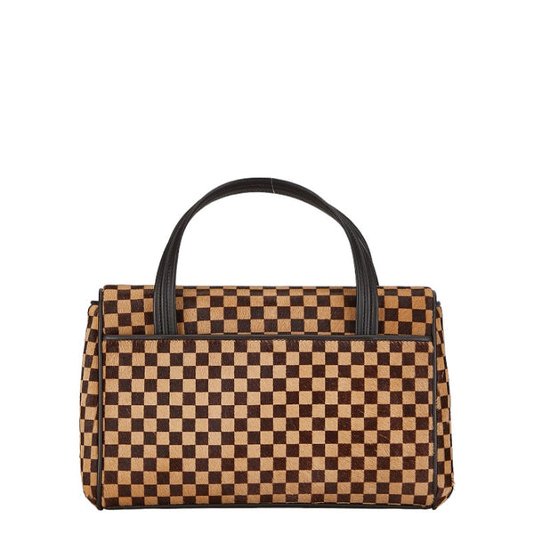 ルイ ヴィトン ダミエ ソバージュ ライオン ハンドバッグ M92131 ブラウン ベージュ ハラコ レザー レディース LOUIS VUITTON 【中古】