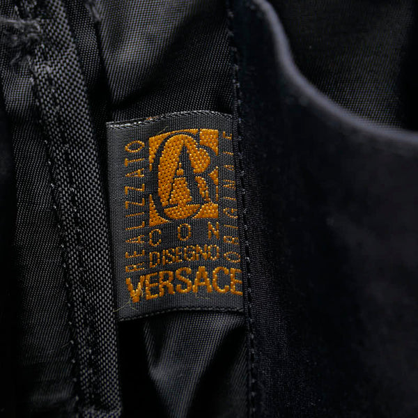 ヴェルサーチェ メデューサ ハンドバッグ トートバッグ ブラック イエロー ナイロン レディース VERSACE 【中古】