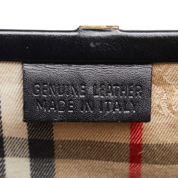 バーバリー ノバチェック シャドーホース ハンドバッグ ショルダーバッグ 2WAY ブラック ゴールド レザー レディース BURBERRY 【中古】