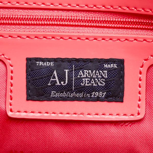 アルマーニ ロゴ トートバッグ ショルダーバッグ ピンク パテントレザー レディース ARMANI 【中古】