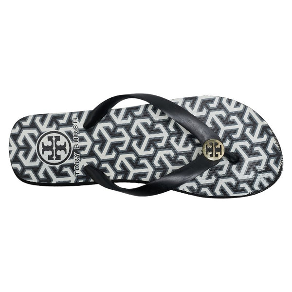 トリーバーチ ロゴ サンダル ビーチサンダル ブラック ホワイト ラバー レディース Tory Burch 【中古】