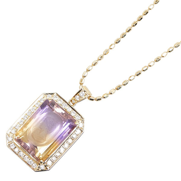 タサキ K18YG イエローゴールド アメトリン12.40ct ダイヤ0.58ct カメオ彫り ペンダントネックレス レディース TASAKI 【中古】